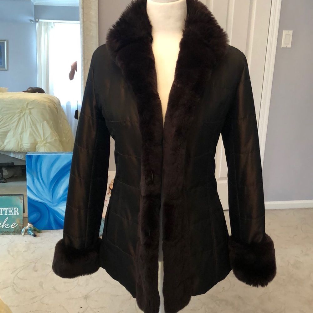 Bloomingdales fur vault quilted jacket